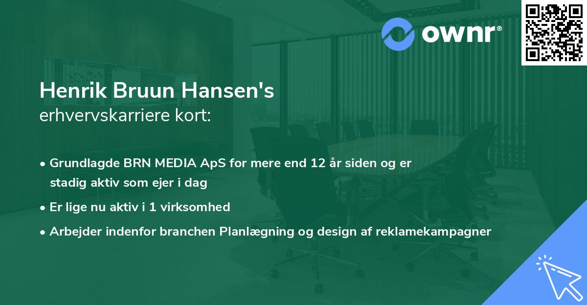 Henrik Bruun Hansen's erhvervskarriere kort