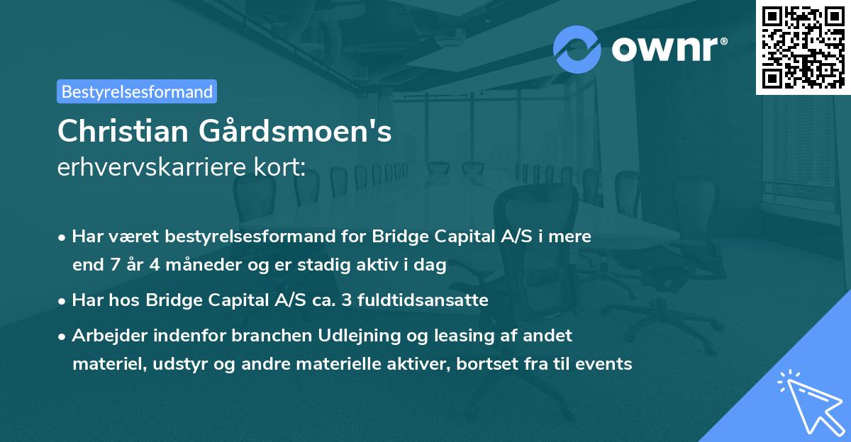 Christian Gårdsmoen's erhvervskarriere kort