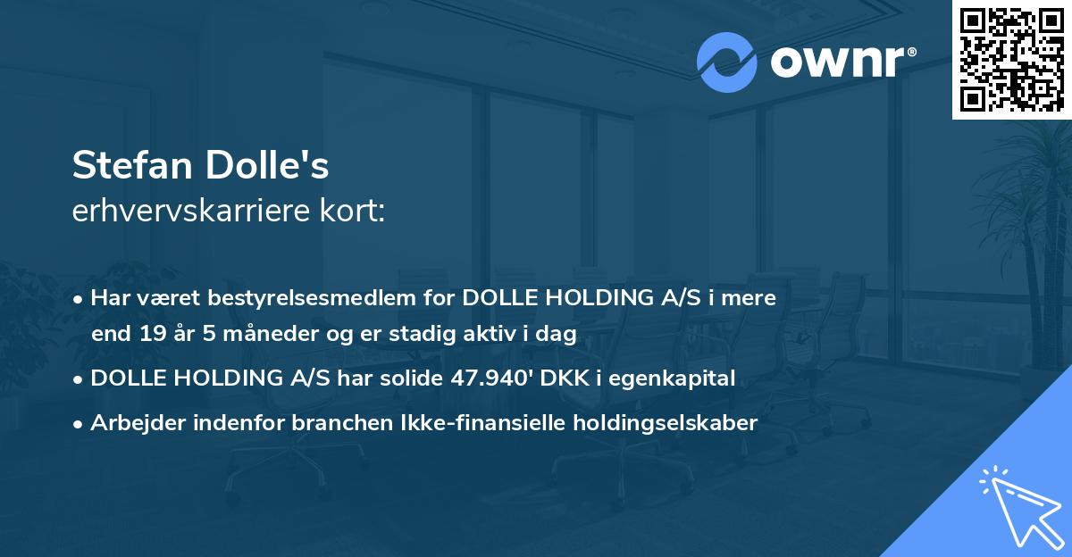 Stefan Dolle's erhvervskarriere kort