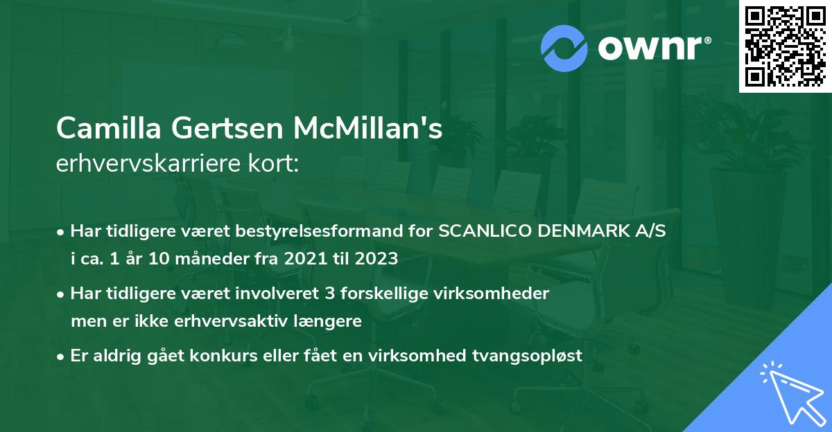 Camilla Gertsen McMillan's erhvervskarriere kort