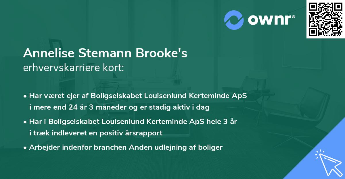 Annelise Stemann Brooke's erhvervskarriere kort