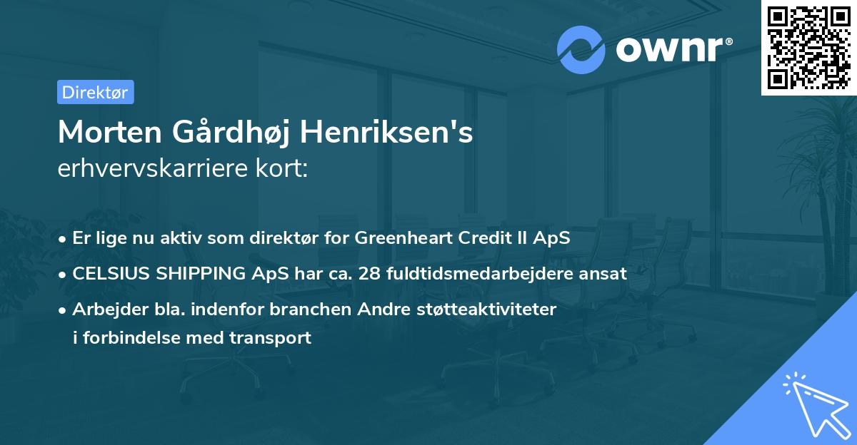 Morten Gårdhøj Henriksen's erhvervskarriere kort