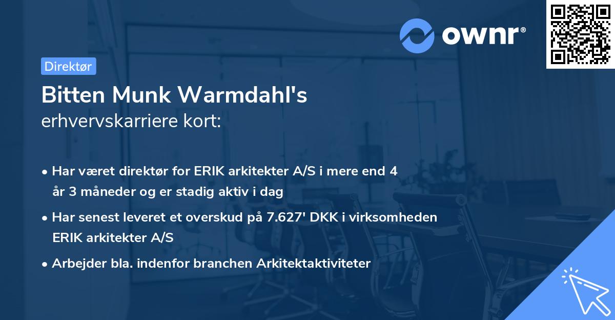 Bitten Munk Warmdahl's erhvervskarriere kort
