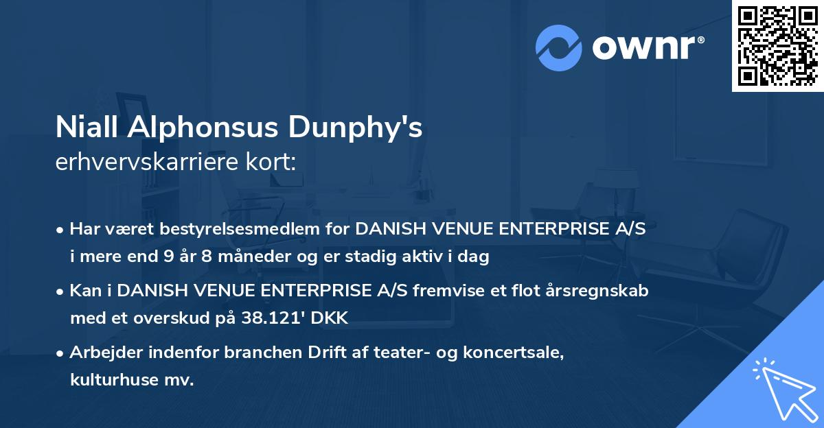 Niall Alphonsus Dunphy's erhvervskarriere kort