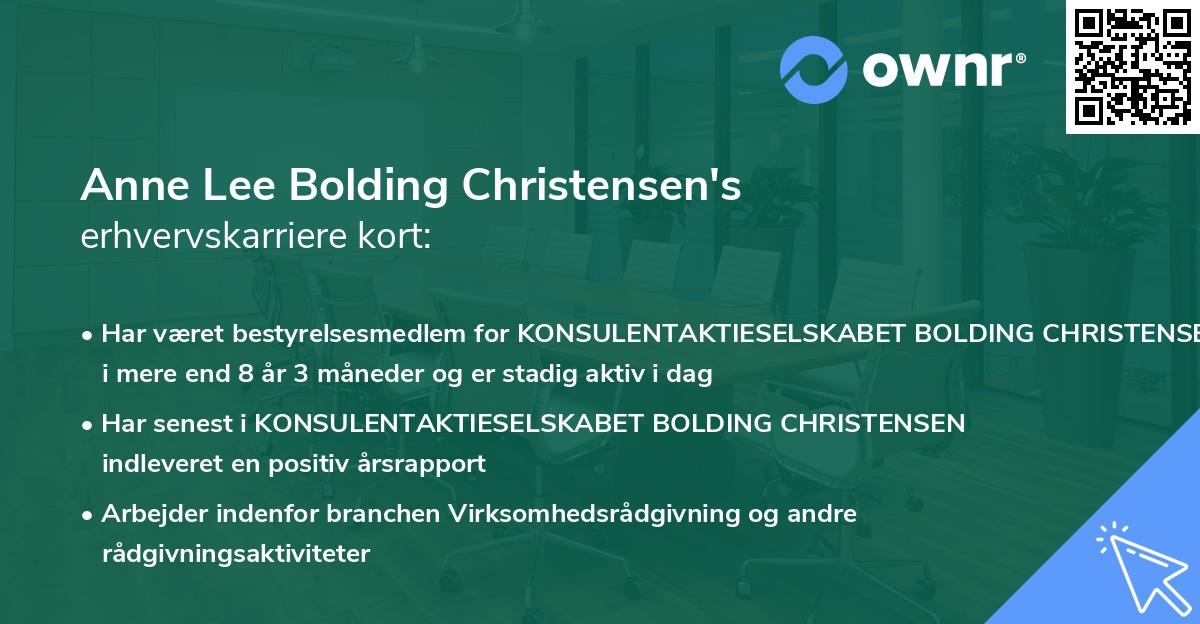 Anne Lee Bolding Christensen's erhvervskarriere kort