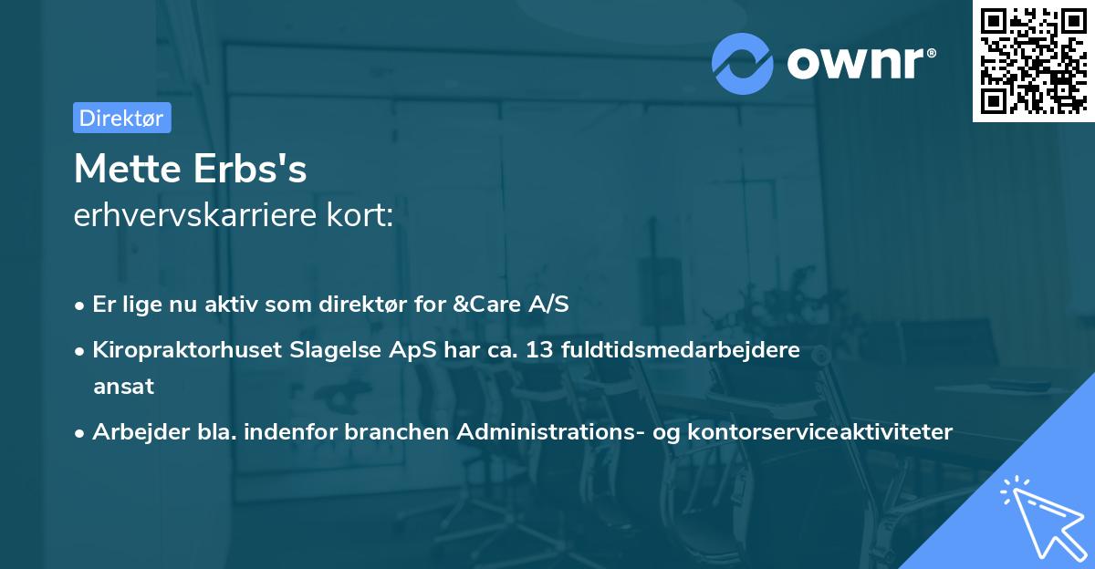 Mette Erbs's erhvervskarriere kort