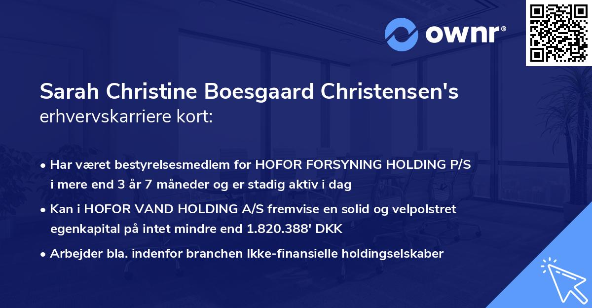 Sarah Christine Boesgaard Christensen's erhvervskarriere kort