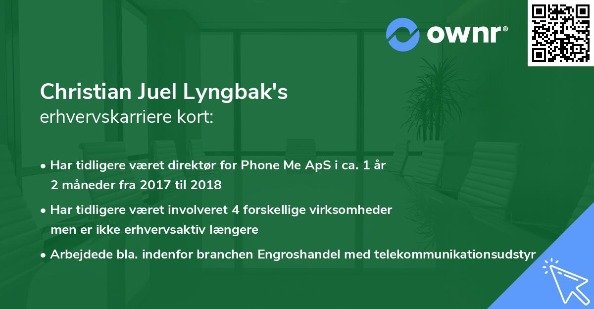 Christian Juel Lyngbak's erhvervskarriere kort