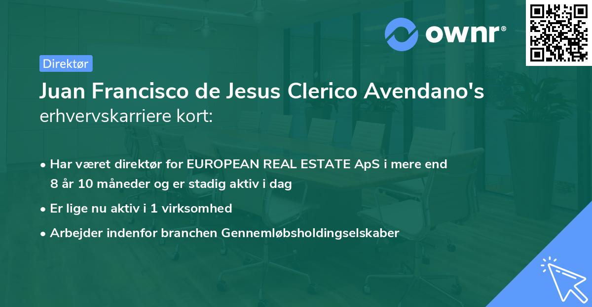 Juan Francisco de Jesus Clerico Avendano's erhvervskarriere kort