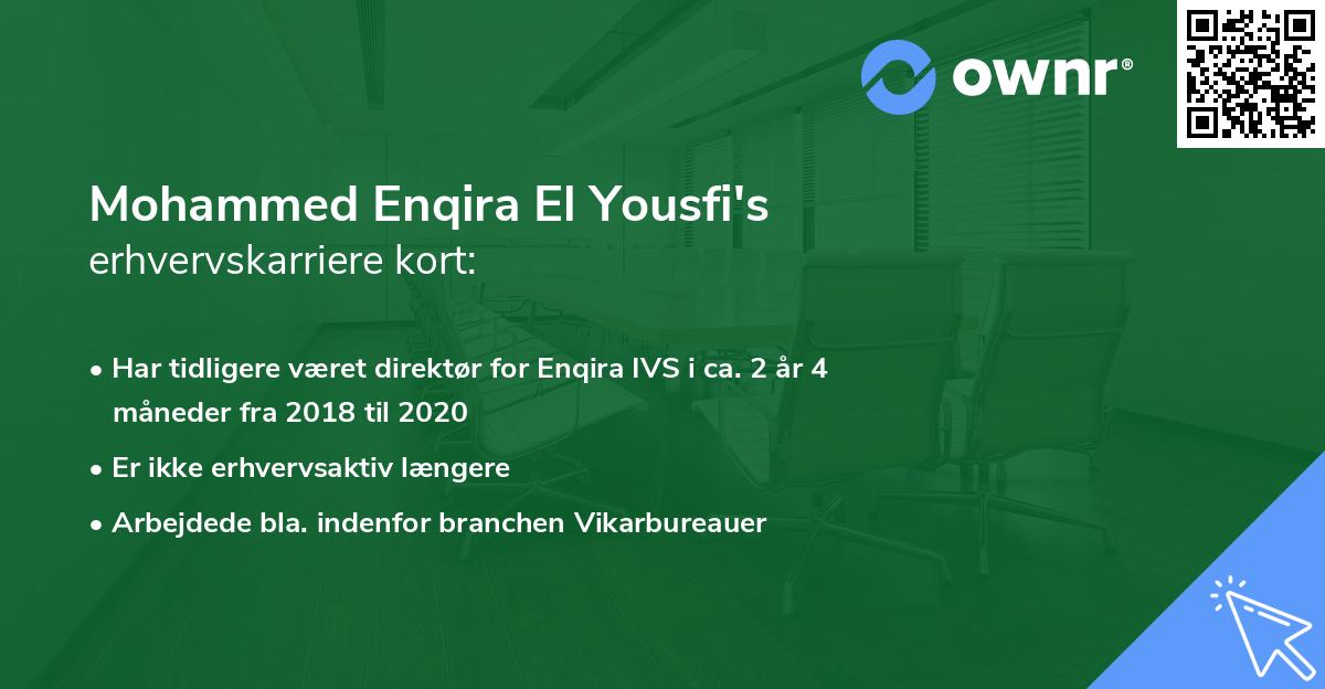 Mohammed Enqira El Yousfi's erhvervskarriere kort