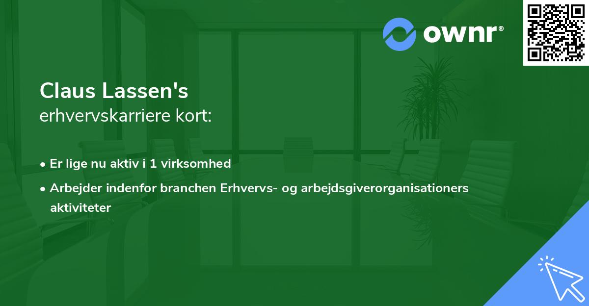 Claus Lassen's erhvervskarriere kort