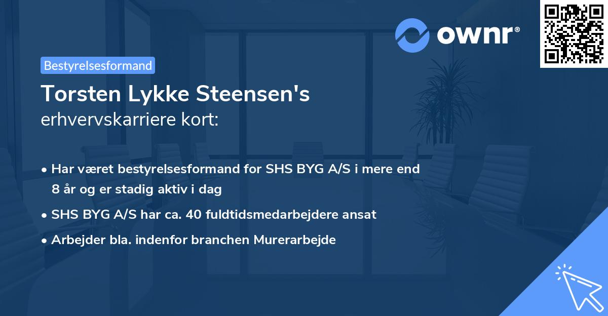 Torsten Lykke Steensen's erhvervskarriere kort