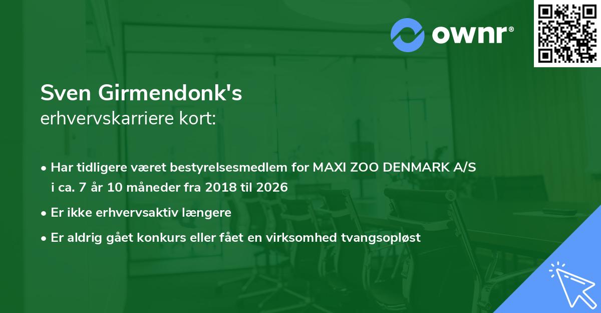 Sven Girmendonk's erhvervskarriere kort