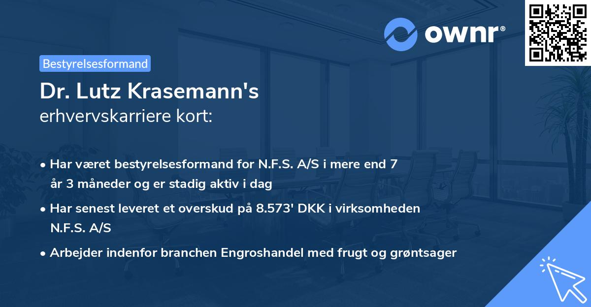 Dr. Lutz Krasemann's erhvervskarriere kort
