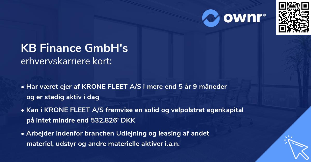 KB Finance GmbH's erhvervskarriere kort