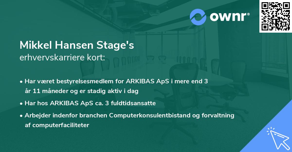 Mikkel Hansen Stage's erhvervskarriere kort