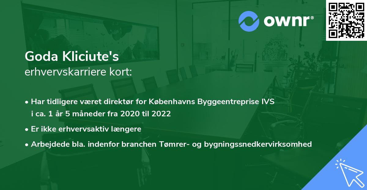 Goda Kliciute's erhvervskarriere kort