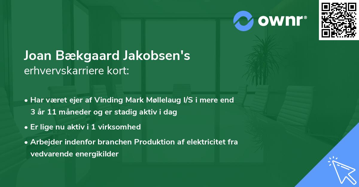 Joan Bækgaard Jakobsen's erhvervskarriere kort