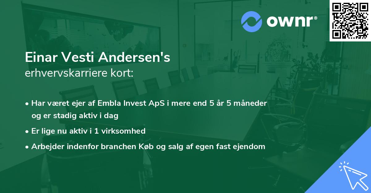 Einar Vesti Andersen's erhvervskarriere kort