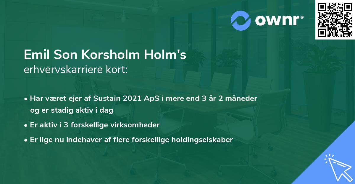 Emil Son Korsholm Holm's erhvervskarriere kort