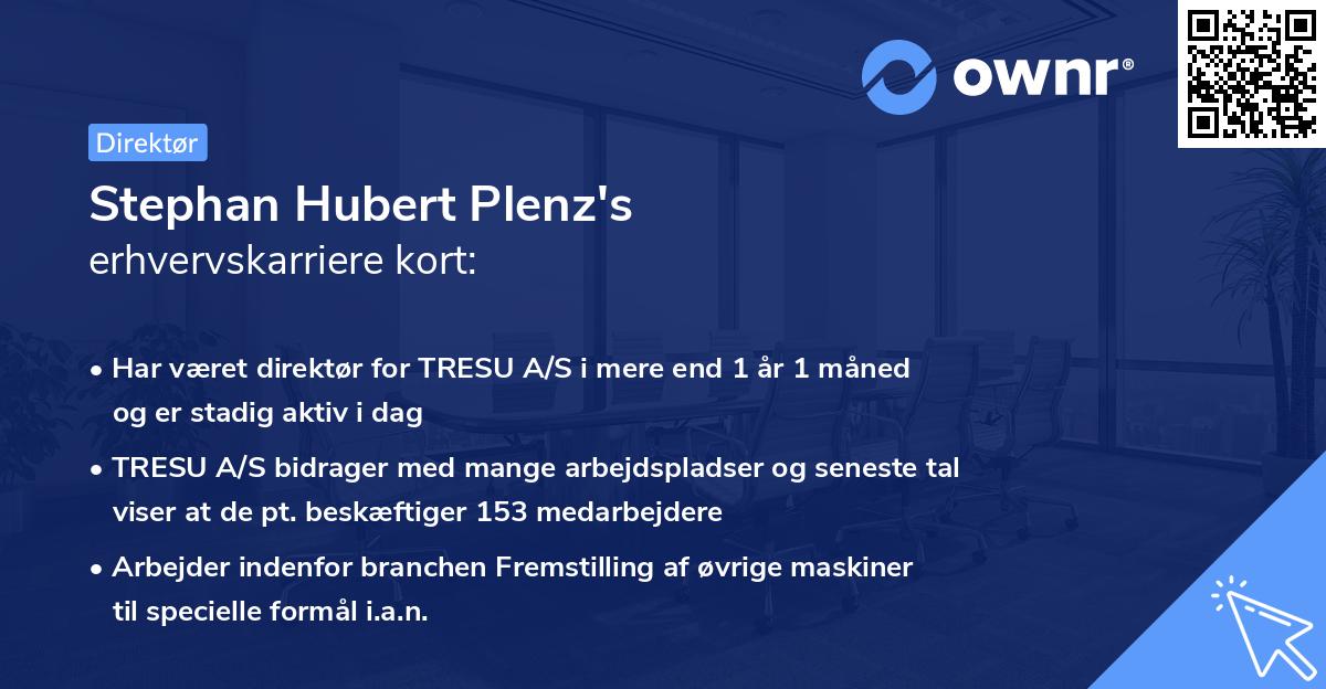 Stephan Hubert Plenz's erhvervskarriere kort