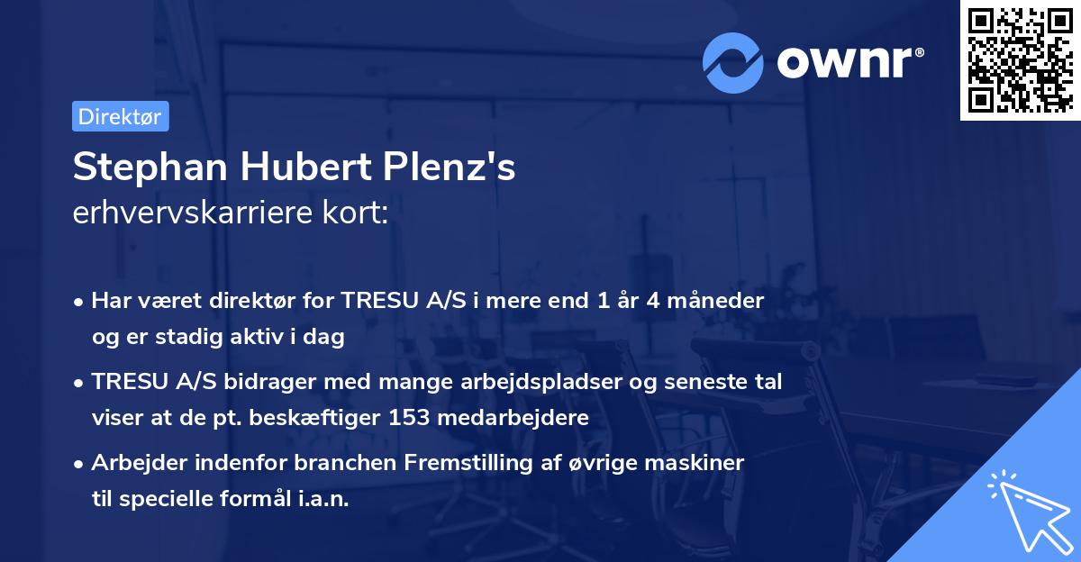 Stephan Hubert Plenz's erhvervskarriere kort