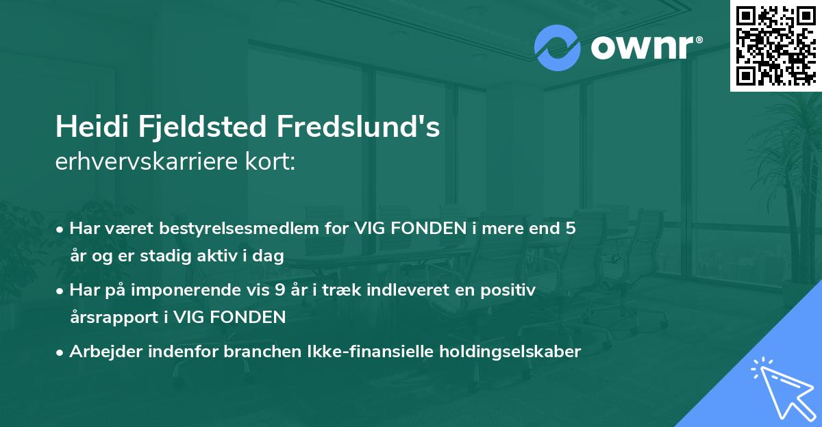 Heidi Fjeldsted Fredslund's erhvervskarriere kort