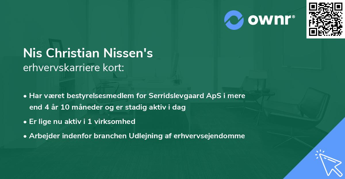 Nis Christian Nissen's erhvervskarriere kort