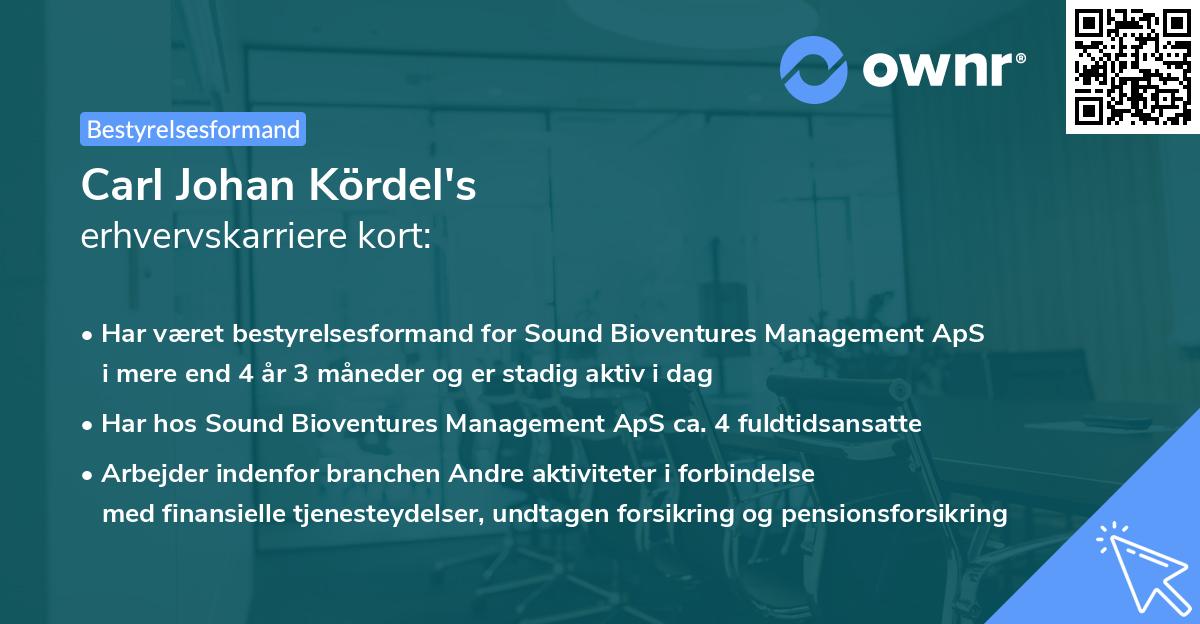 Carl Johan Kördel's erhvervskarriere kort