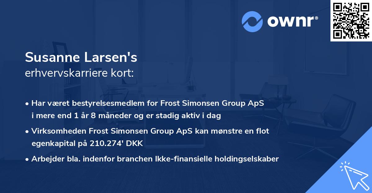 Susanne Larsen's erhvervskarriere kort
