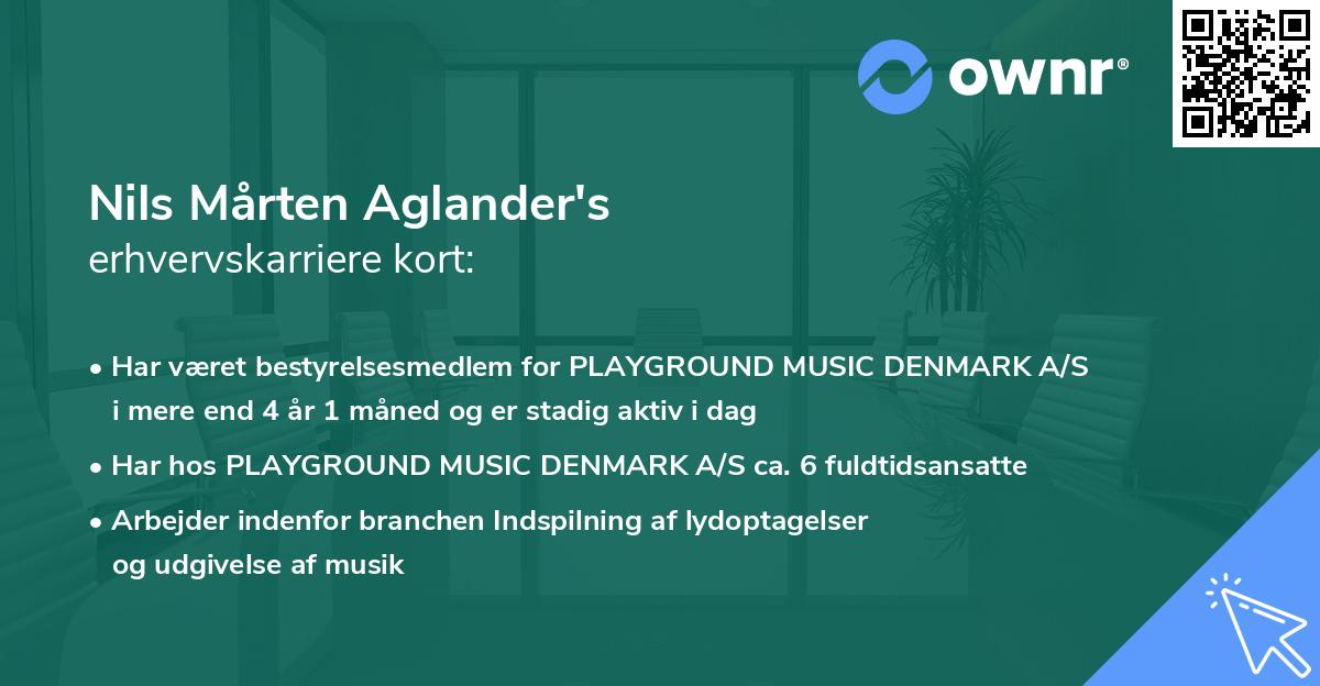 Nils Mårten Aglander's erhvervskarriere kort
