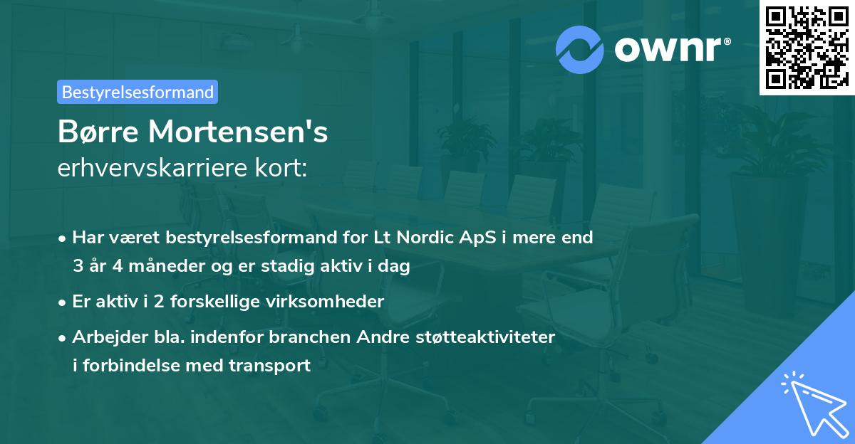 Børre Mortensen's erhvervskarriere kort