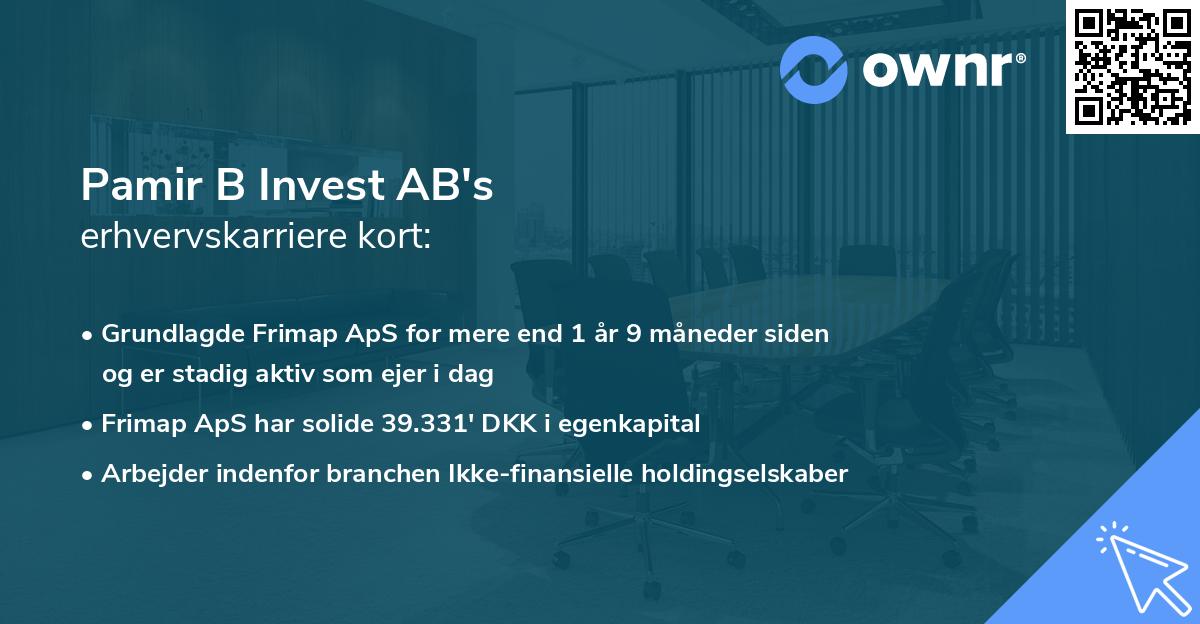 Pamir B Invest AB's erhvervskarriere kort