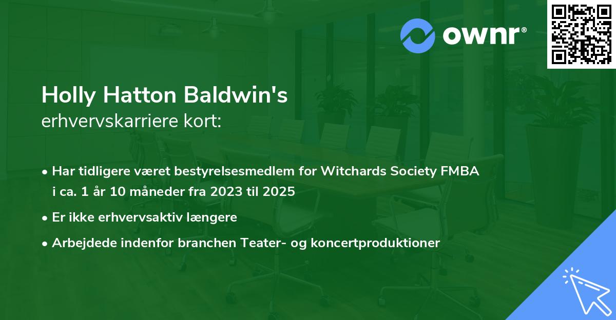 Holly Hatton Baldwin's erhvervskarriere kort