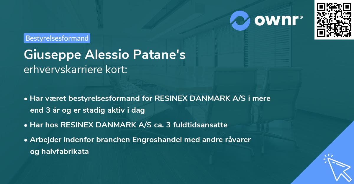 Giuseppe Alessio Patane's erhvervskarriere kort