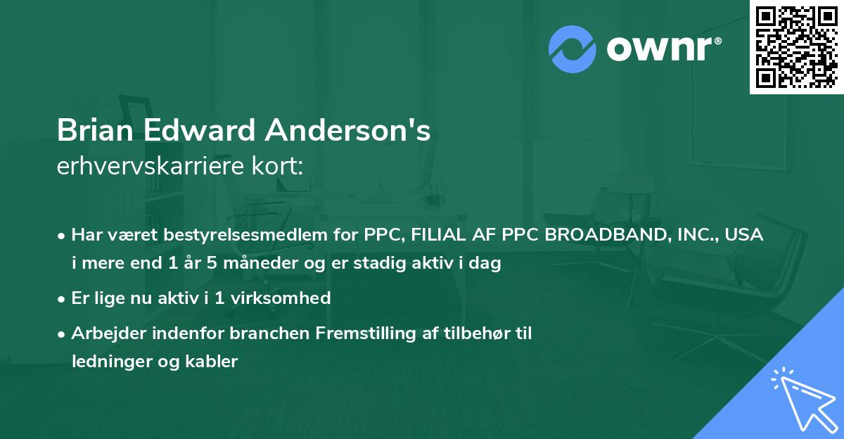 Brian Edward Anderson's erhvervskarriere kort