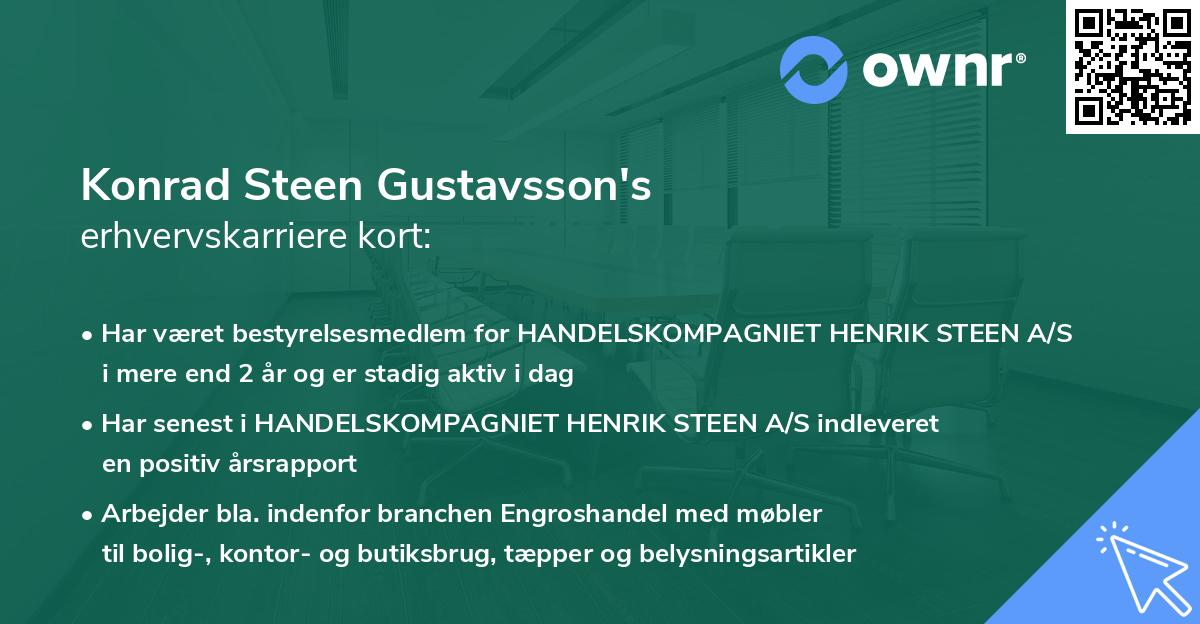 Konrad Steen Gustavsson's erhvervskarriere kort