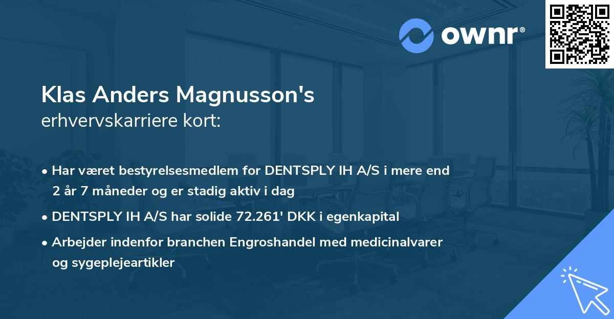 Klas Anders Magnusson's erhvervskarriere kort