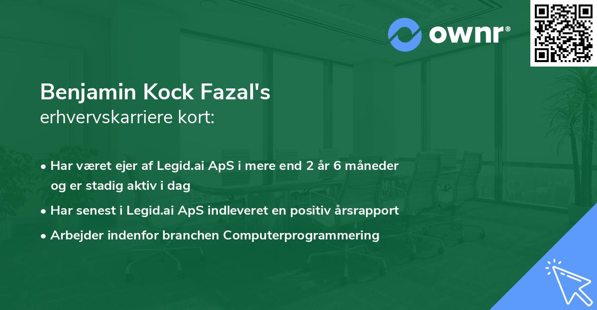 Benjamin Kock Fazal's erhvervskarriere kort