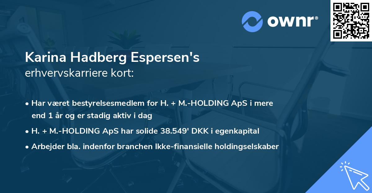 Karina Hadberg Espersen's erhvervskarriere kort