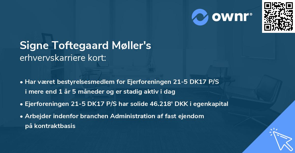Signe Toftegaard Møller's erhvervskarriere kort