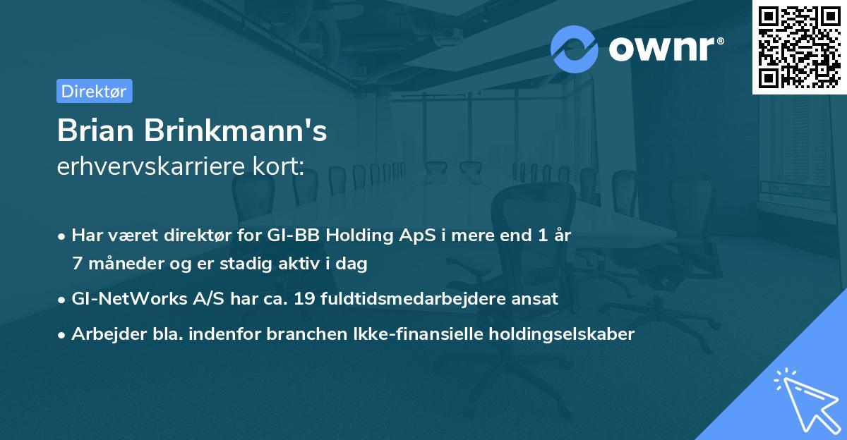 Brian Brinkmann's erhvervskarriere kort