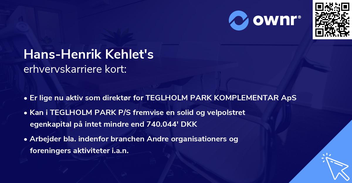 Hans-Henrik Kehlet's erhvervskarriere kort