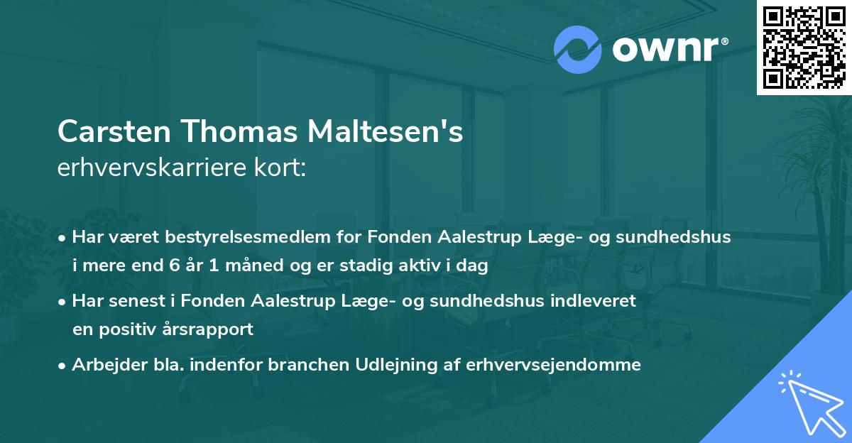 Carsten Thomas Maltesen's erhvervskarriere kort