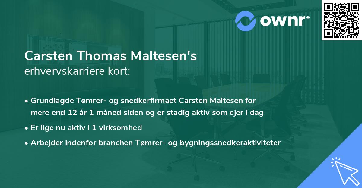 Carsten Thomas Maltesen's erhvervskarriere kort