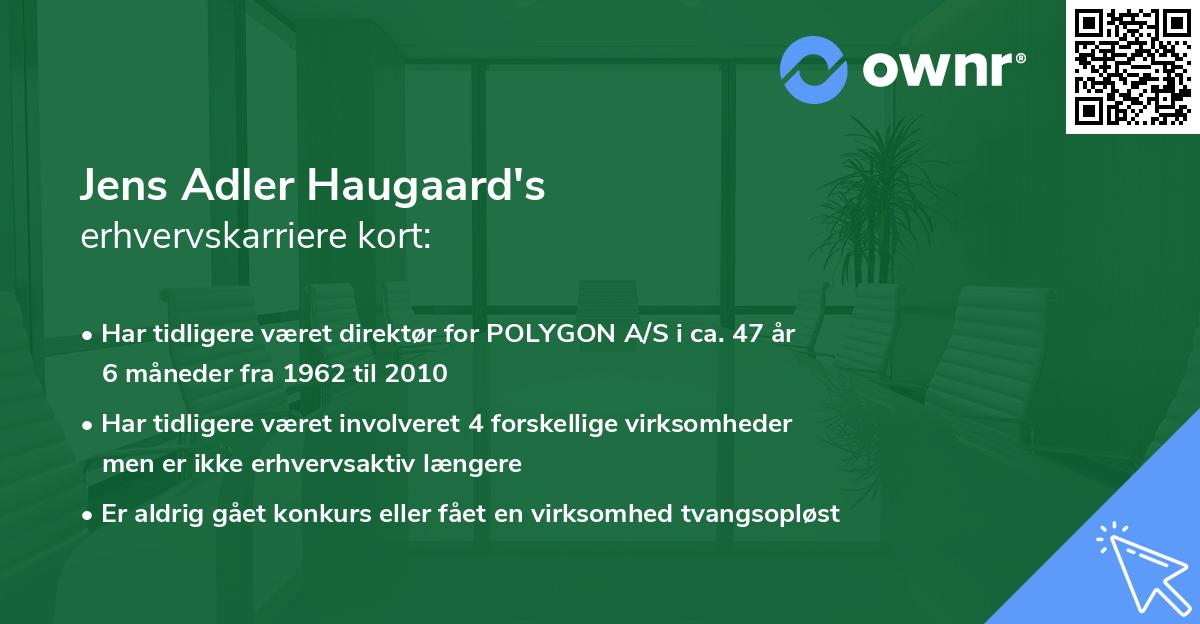Jens Adler Haugaard's erhvervskarriere kort
