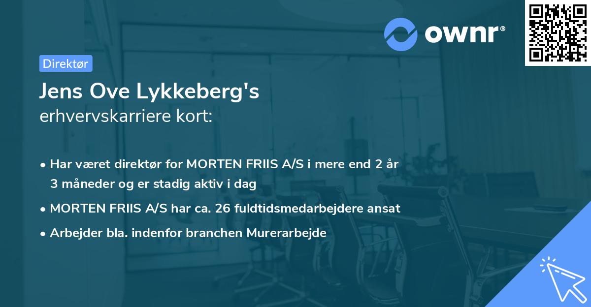 Jens Ove Lykkeberg's erhvervskarriere kort