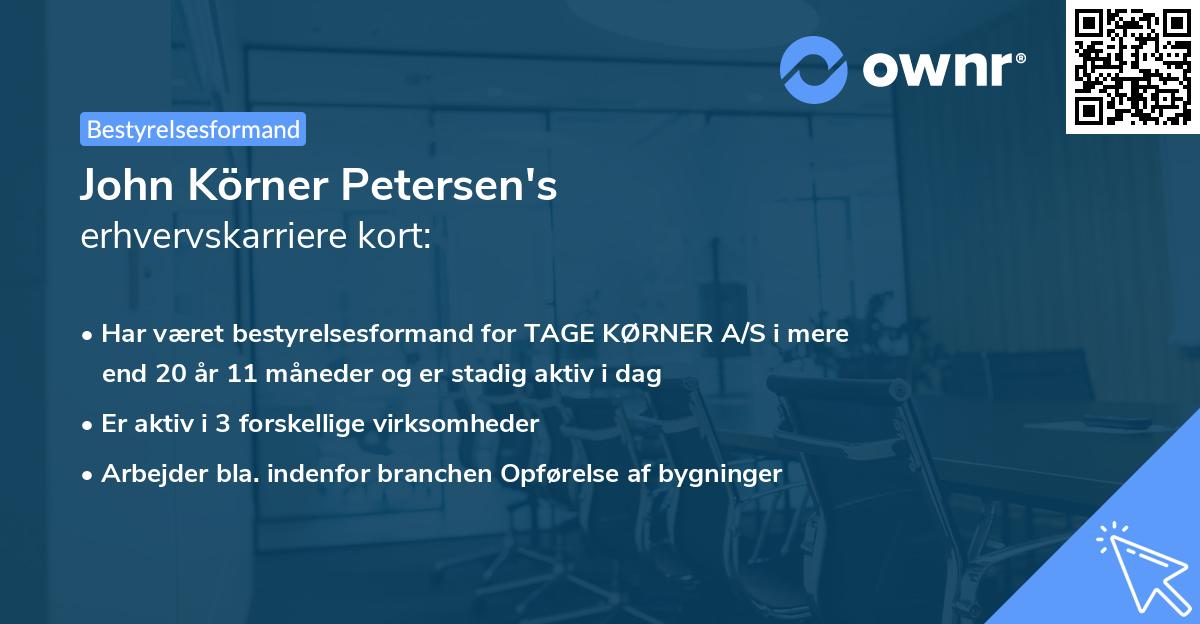 John Körner Petersen's erhvervskarriere kort