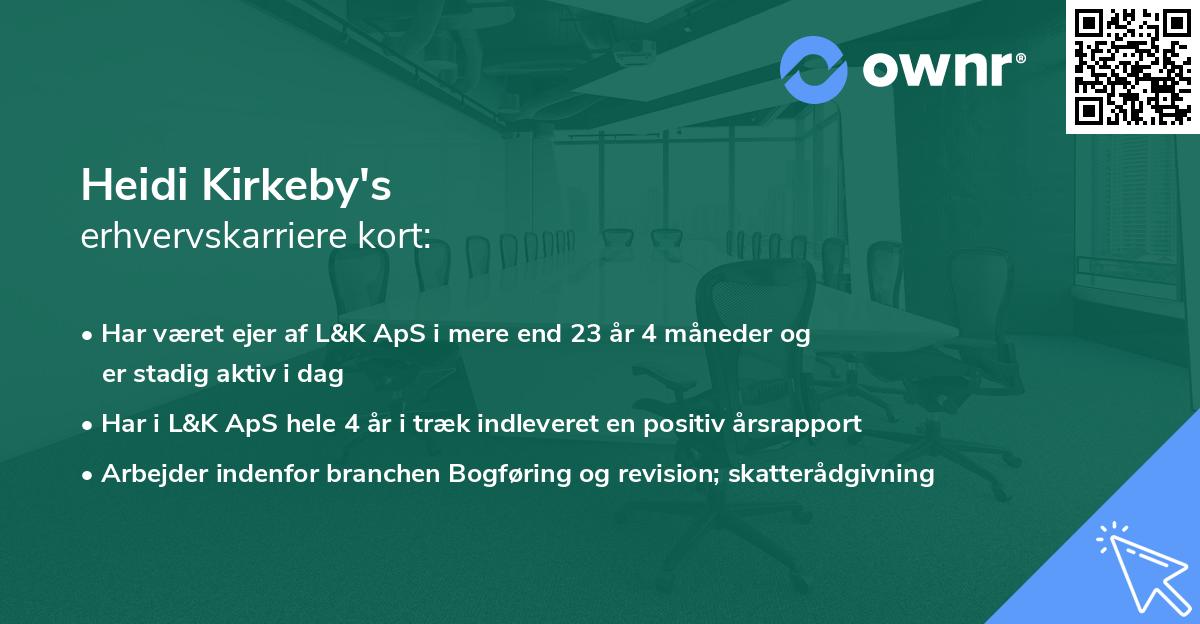 Heidi Kirkeby's erhvervskarriere kort
