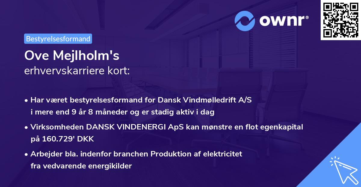 Ove Mejlholm's erhvervskarriere kort